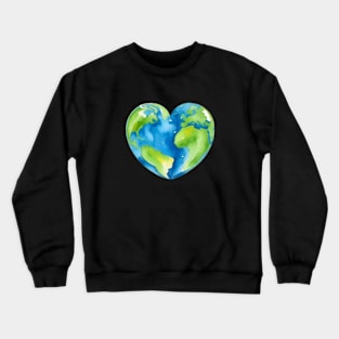 Funny Happy Earth Day, Heart with Earth Crewneck Sweatshirt